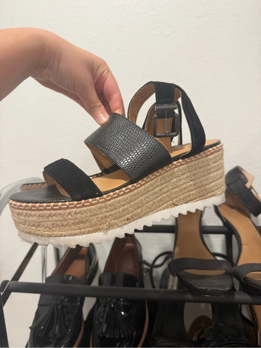 Crown Vintage Black Two-Band Slingback Sandals